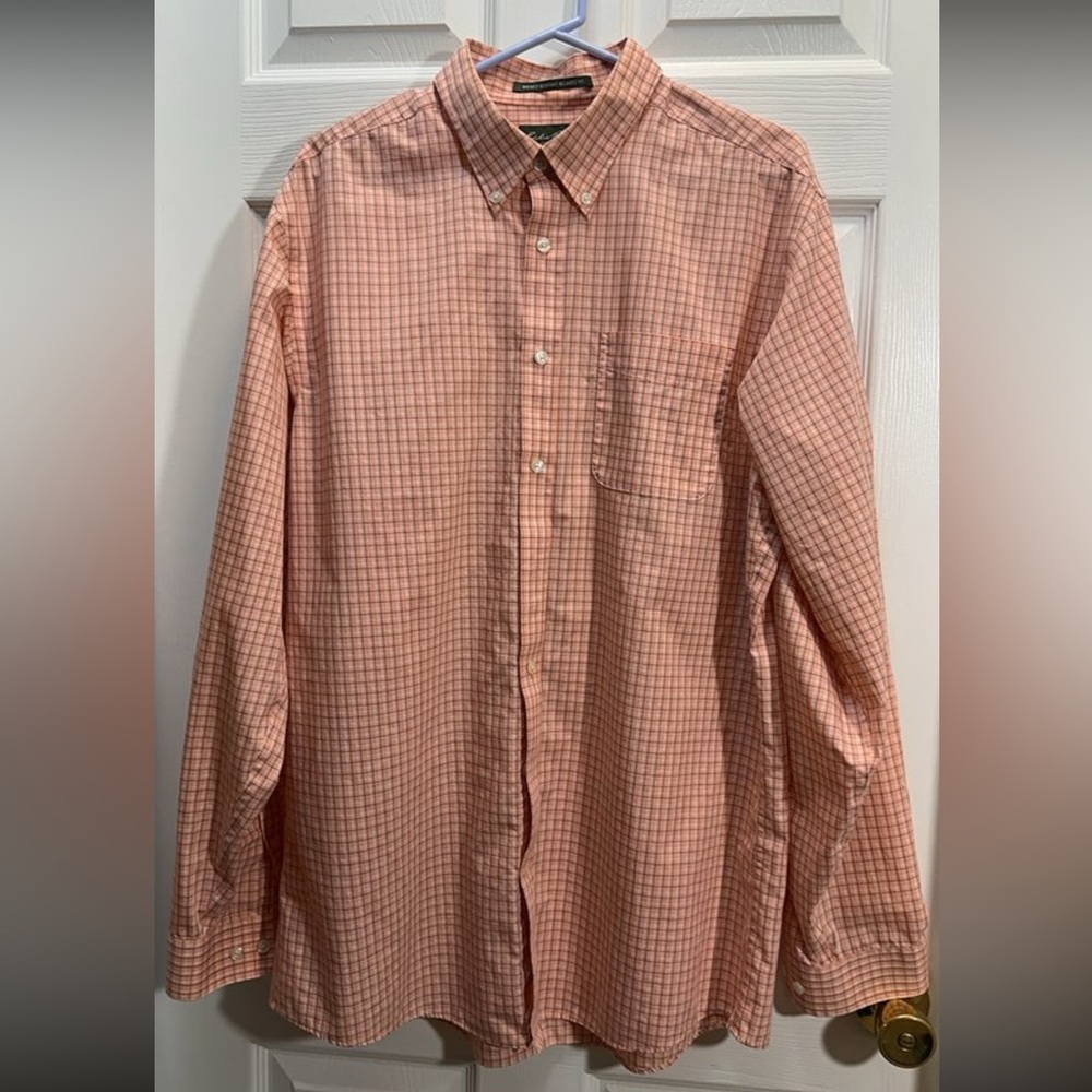Eddie Bauer Peach Plaid Button-Down Shirt